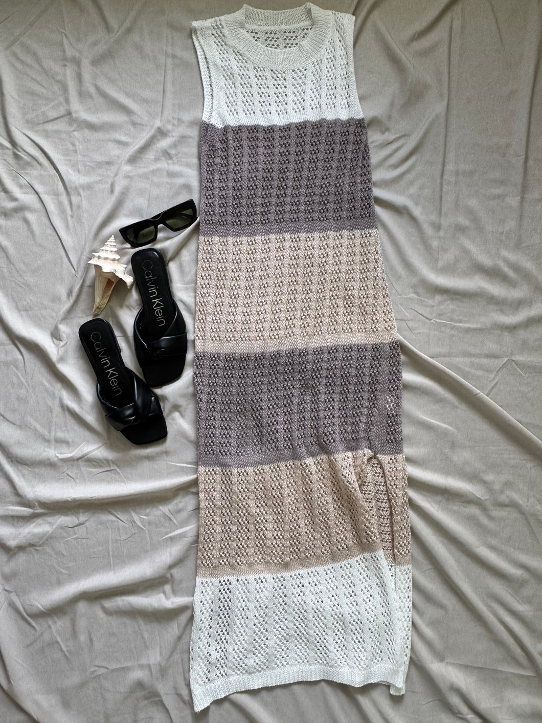 Vanilla Creamy Croché Dress Medium