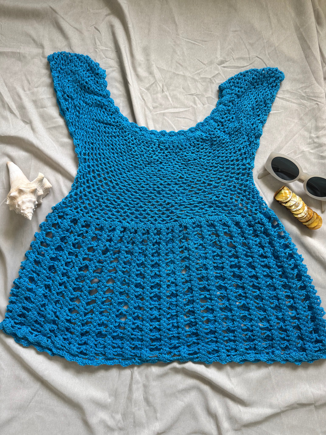 Blue Handmade Knitted Top Small