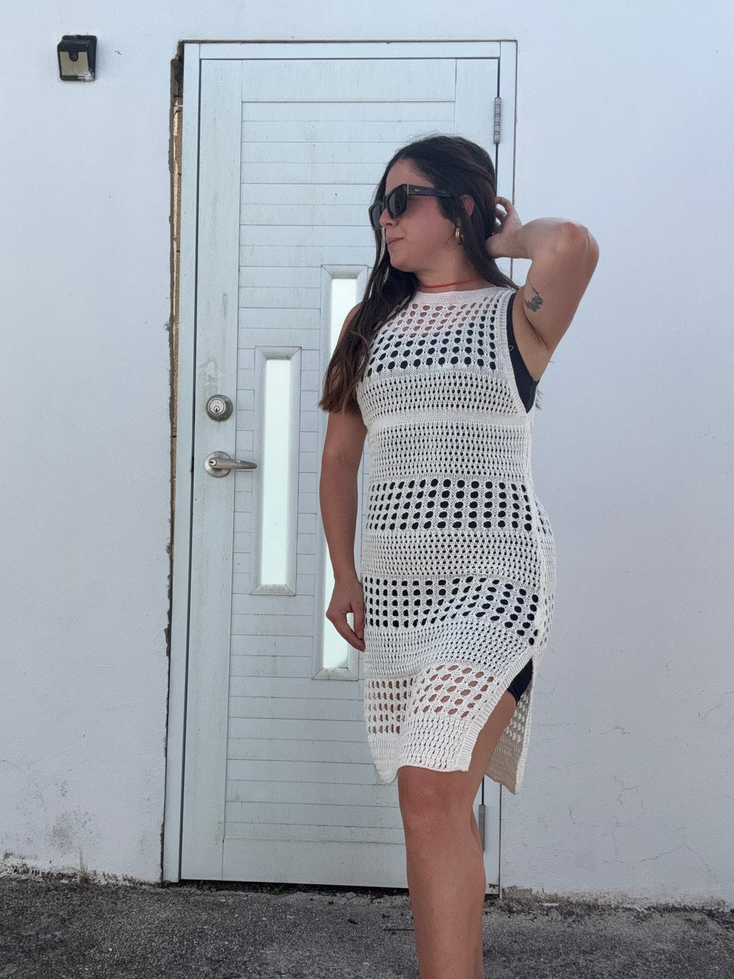 Vanilla Creamy Croché Dress Medium