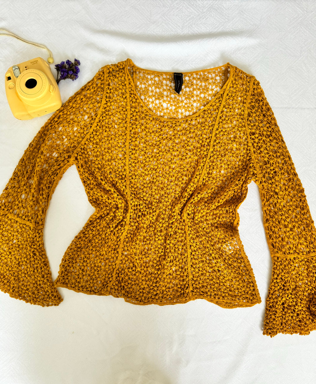 Crochet Mustard Blouse Small