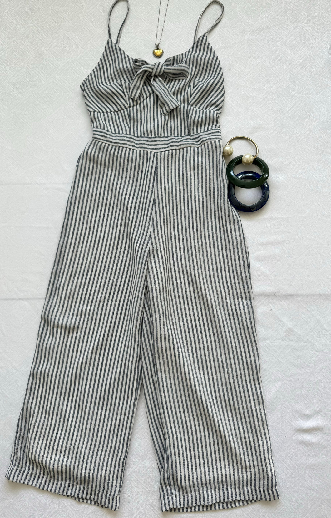 Gray and White Jumpsuit XS