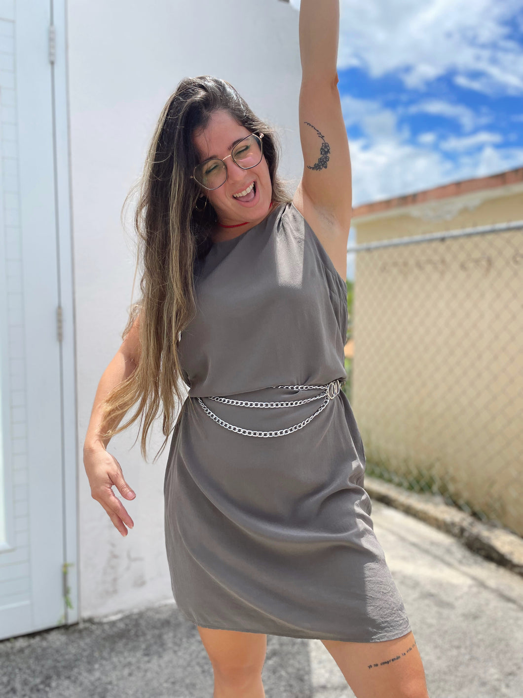 Gray Silk Dress